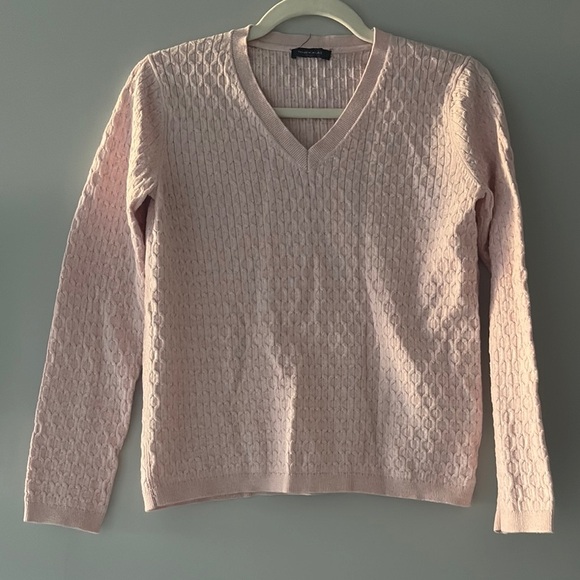 Tommy Hilfiger Sweaters - Tommy Hilfiger Light Pink V-Neck Sweater with chic stitch detailing NWOT